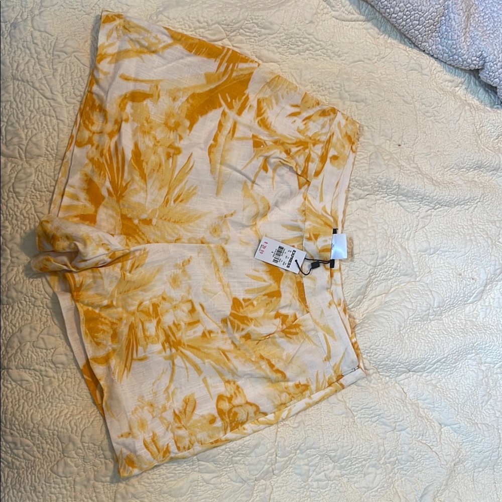 Yellow and White Patterned Shorts